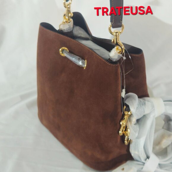 NWT Coach Rowan Bucket Bag Suede Vintage Brown CCC78 Authentic Packed - Picture 9 of 16